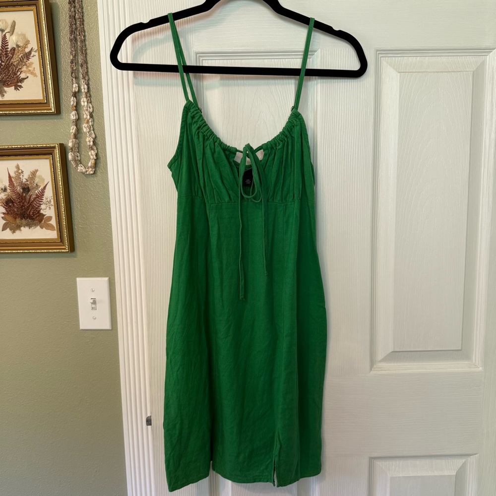 Wild Fable green linen summer dress women’s XXS